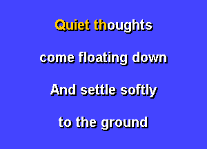 Quiet thoughts

come floating down

And settle softly

to the ground