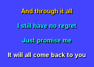 And through it all
I still have no regret

Just promise me

It will all come back to you