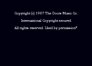 Copyright (c) 1967 The Doom Munic Co
hmm'dorml Copyright nocumd

All rights macrmd Used by pmown'