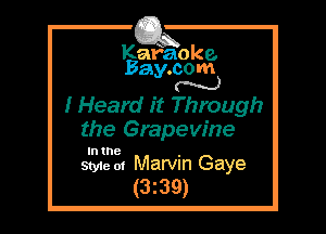 Kafaoke.
Bay.com
N

I Heard it Through
the Grapevine

In the

Style 01 Marvin Gaye
(3z39)