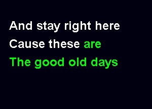 And stay right here
Cause these are

The good old days