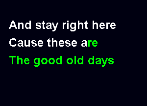 And stay right here
Cause these are

The good old days