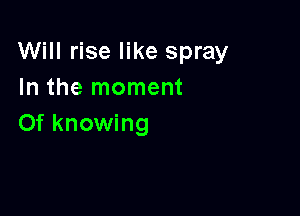 Will rise like spray
In the moment

0f knowing