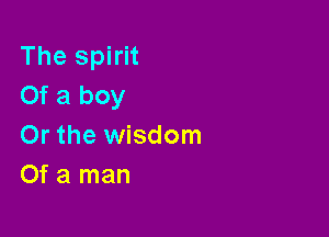 The spirit
Of a boy

Or the wisdom
Of a man
