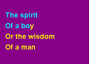 The spirit
Of a boy

Or the wisdom
Of a man