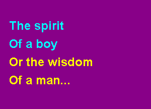 The spirit
Of a boy

Or the wisdom
Of a man...
