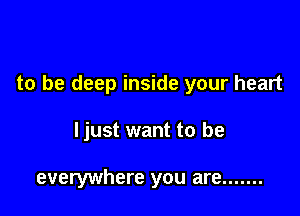 to be deep inside your heart

ljust want to be

everywhere you are .......