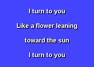 I turn to you
Like a flower leaning

toward the sun

I turn to you