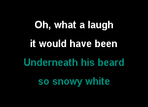 Oh, what a laugh
it would have been

Underneath his beard

so snowy white