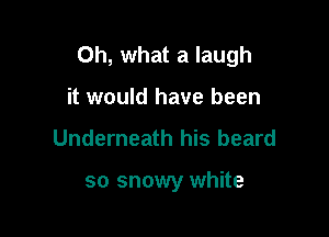 Oh, what a laugh
it would have been

Underneath his beard

so snowy white