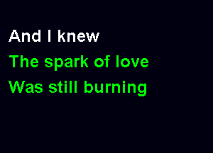 And I knew
The spark of love

Was still burning