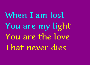 When I am lost
You are my light

You are the love
That never dies