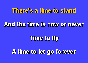 There's a time to stand
And the time is now or never

Time to fly

A time to let go forever