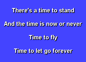 There's a time to stand
And the time is now or never

Time to fly

Time to let go forever
