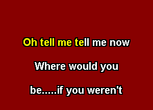 Oh tell me tell me now

Where would you

be ..... if you weren't