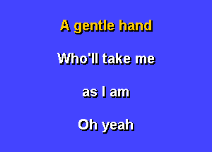 A gentle hand

Who'll take me
as I am

Oh yeah