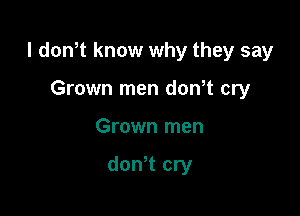 l dowt know why they say

Grown men dowt cry
Grown men

don t cry