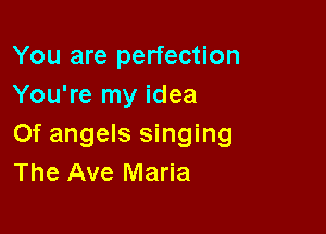 You are perfection
You're my idea

Of angels singing
The Ave Maria