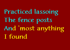 Practiced lassoing
The fence posts

And 'most anything
I found