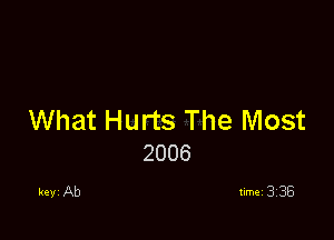 What Hurts The Most
2006