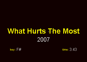 What Hurts The Most
2007