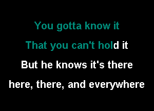 You gotta know it
That you can't hold it

But he knows it's there

here, there, and everywhere