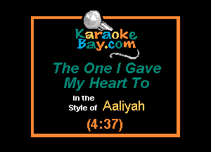 Kafaoke.
Bay.com
N

The One I Gave
My Head To

In the

Sty1e ol Aaliyah
(4 2 37)