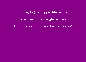 Copyright (c) Chsppcll Mumc Ltd
hmmdorml copyright nocumd

All rights macrmd Used by pmown'