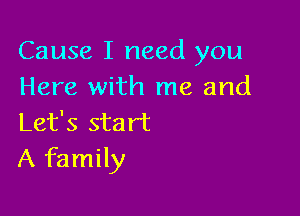 Cause I need you
Here with me and

Let's start
A family