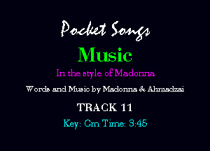 Words and Music by bisdomu 6c Abnodzm

TRACK 11

Key Cm Tune 345 l