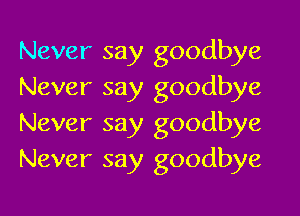 Never say goodbye
Never say goodbye

Never say goodbye
Never say goodbye