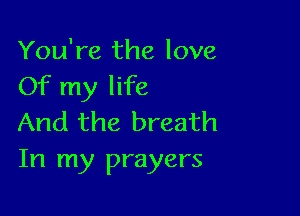 You're the love
Of my life

And the breath
In my prayers