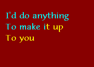 I'd do anything
To make it up

To you