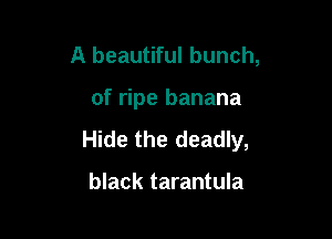 A beautiful bunch,

of ripe banana

Hide the deadly,

black tarantula