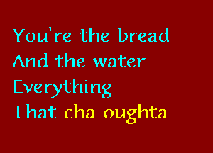 You're the bread
And the water

Everything
That cha oughta