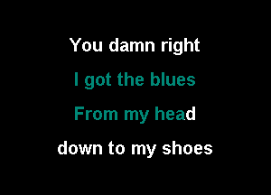 You damn right
I got the blues

From my head

down to my shoes