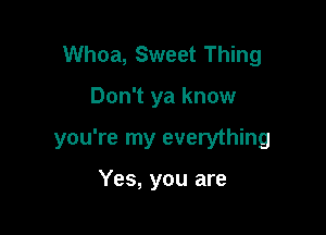 Whoa, Sweet Thing

Don't ya know

you're my everything

Yes, you are