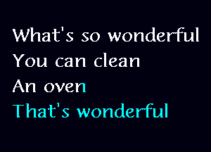 What's so wonderful
You can clean

An oven
That's wonderful