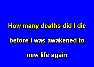 How many deaths did I die

before I was awakened to

new life again