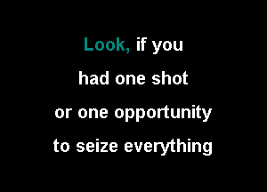 Look, if you
had one shot

or one opportunity

to seize everything