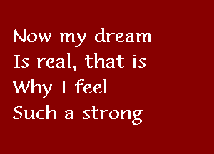 Now my dream
Is real, that is

Why I feel
Such a strong