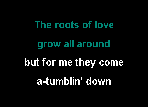 The roots of love

grow all around

but for me they come

a-tumblin' down