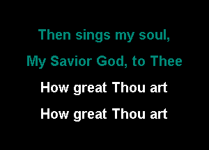 Then sings my soul,
My Savior God, to Thee

How great Thou art
How great Thou art