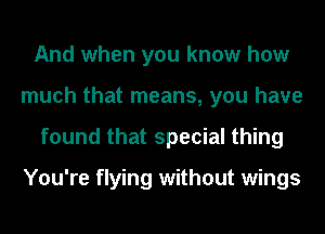 And when you know how
much that means, you have
found that special thing

You're flying without wings