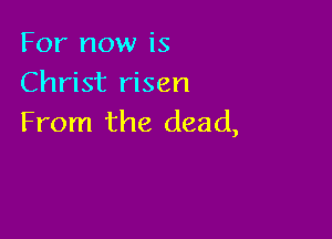 For now is
Christ risen

From the dead,
