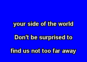 your side of the world

Don't be surprised to

find us not too far away