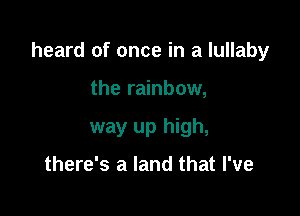 heard of once in a lullaby

the rainbow,
way up high,

there's a land that I've