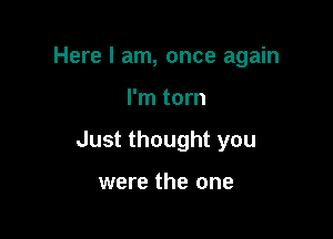 Here I am, once again

I'm torn

Just thought you

were the one