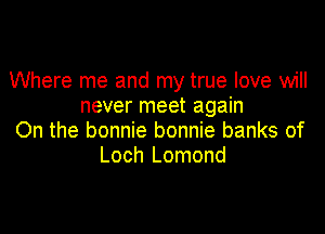 Where me and my true love will
never meet again

On the bonnie bonnie banks of
Loch Lomond