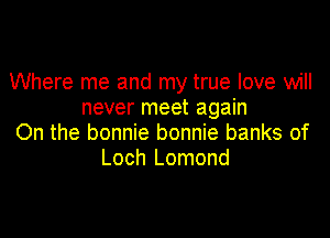 Where me and my true love will
never meet again

On the bonnie bonnie banks of
Loch Lomond